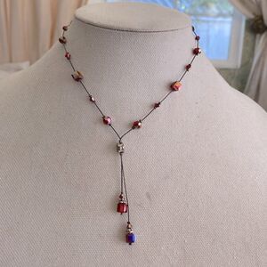 Dabby reid ab ruby red crystal bead hematite color chain extender chain earring